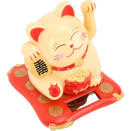 

ZAGHNRENJ Lucky Fortune Cat Easy to Cute and Wavy Solar Powered Fortune Cat for Home (Yellow Cat) ABI-1126