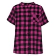 thumbnail image 3 of ZUKMRJPC Womens Summer Tops V Neck Button Down Short Sleeve Checkered Shirts Loose Fit Casual Lightweight Gingham Plaid Tunic Shirts, 3 of 6