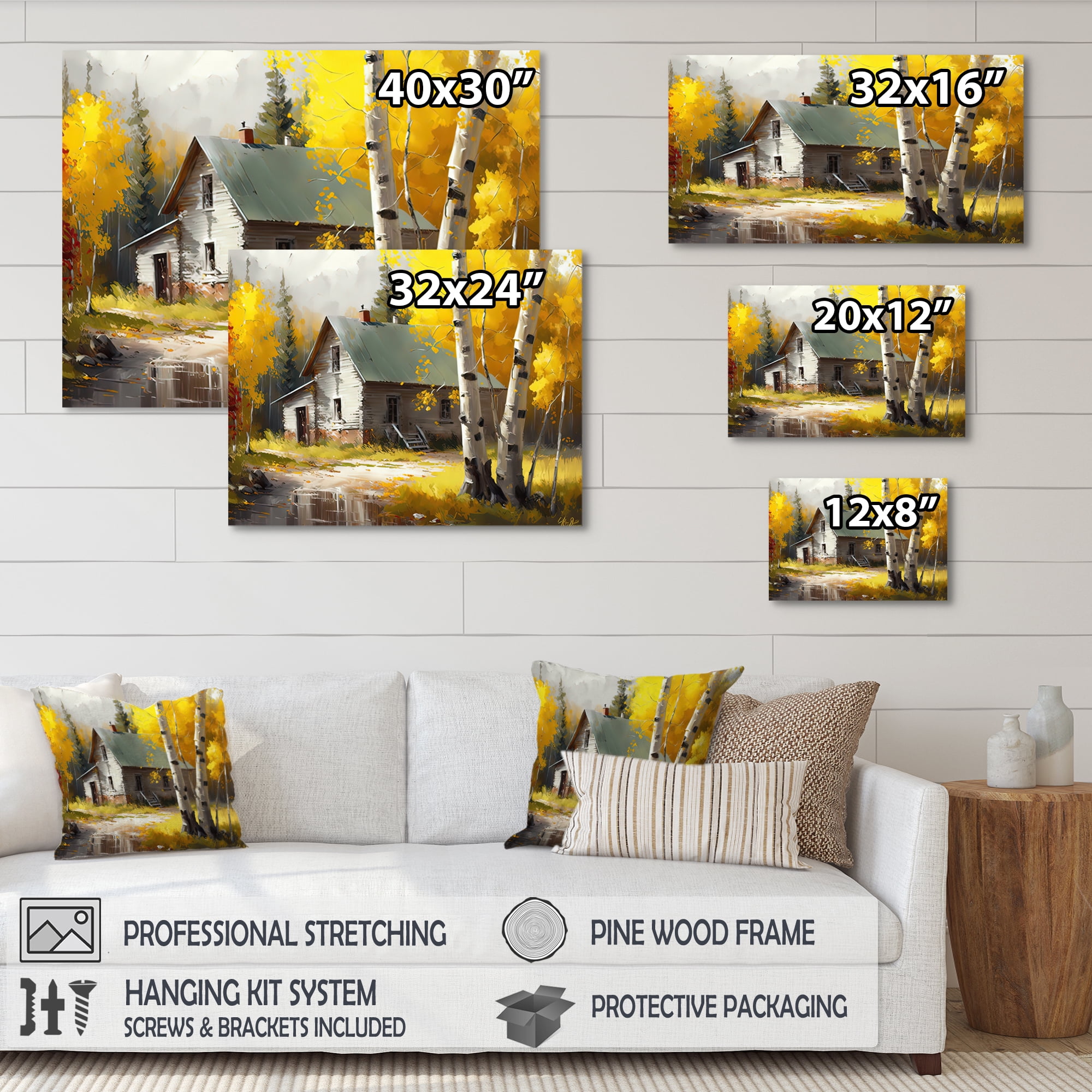 Designart Small Cottage In Autumn II Canvas Wall Art