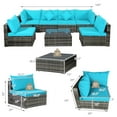 thumbnail image 2 of Gymax 7PCS PE Rotin Patio Sectionnel Canapé Conversation Ensemble W / Coussins Turquoise, 2 of 10