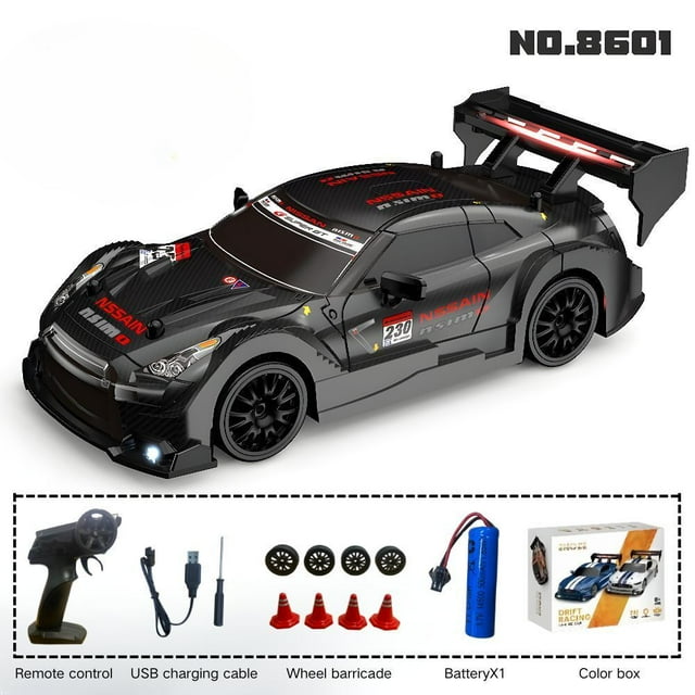AIGIA 1:24 Scale RC Drift Car 4WD 2.4GHz 30KM/H High Speed Racing Sport Toy Car with LED Lights Racing and Drift Wheels(1/2 Pack)