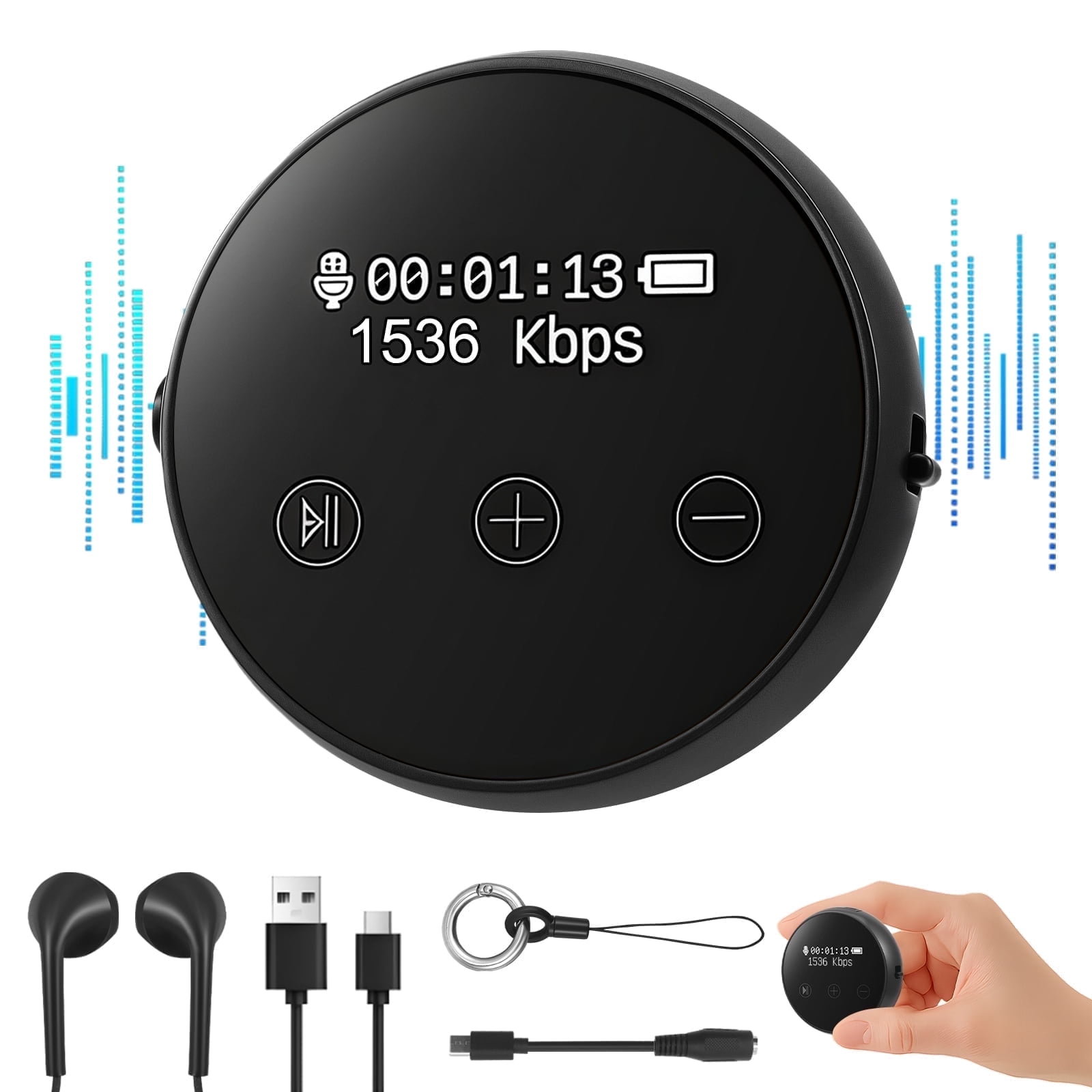 AMTPM 64GB Digital Voice Recorder, DSP Noise Reduction HD Audio Recording, One-Touch & Voice Activated Recorder with Password Protection, USB Direct, 20H Battery for Lectures Meetings Interviews