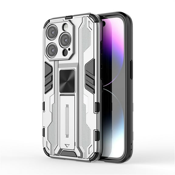Allytechgroup Compatible with iPhone 16 Case with Stand, Rotated Kickstand Hard PC Soft TPU Military Grade Shockproof Protective Cover for iPhone 16 Case Women Men, Silver