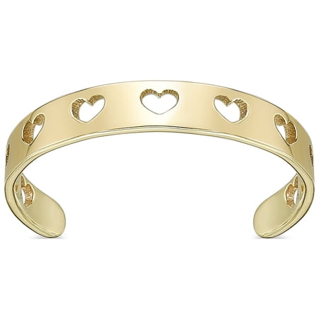 Heart Cutout Adjustable Band Toe Ring for Women in 10K Yellow Gold - One Size Fits Most Toes - Body Jewelry by Lavari Jewelers