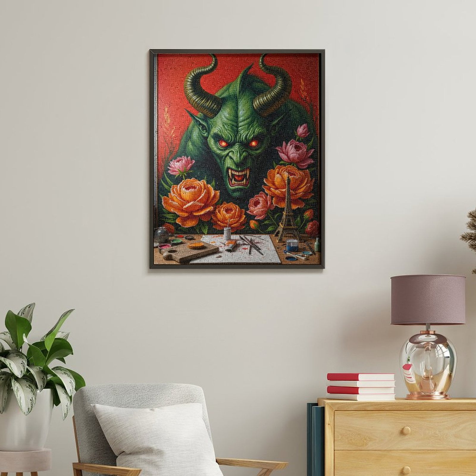 Paint By Numbers Kit for Adults Beginner - Demon Painting Flowers Workshop Art DIY Canvas Painting Kits for Adults, Frameless Paint By Number for Adults for Home Wall Decor 16x20 Inch