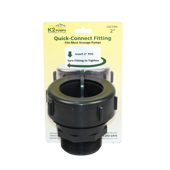 K2 Pumps 2" Quick-Connect Fitting, PVC Pipe, AQC200KE