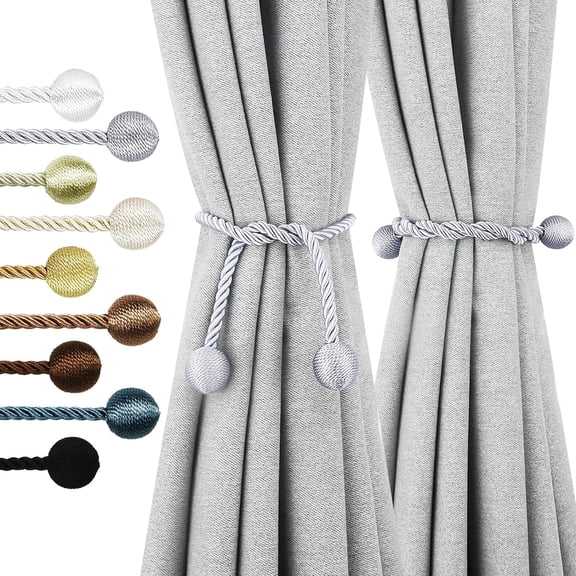 Curtain Tiebacks Outdoor Elegant Decorative Tie Backs Modern Rope Tiebacks for Drapes Window Curtain Holdbacks for Draperies (Grey, 2)