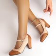 thumbnail image 4 of Mary Jane Heels for Women, Two Tone Classic Retro Mary Jane Shoes Women, 1920s Pump Heels Gatsby Oxford Pattern 1950s Vintage Ankle Strap Round Closed Toe Dress Shoes, 4 of 7