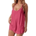 thumbnail image 5 of JFGHDG Women Tennis Workout Romper Mini Dress Summer Sleeveless Spaghetti Strap Athletic Sports Dress with Shorts Watermelon Red M, 5 of 5
