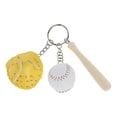 thumbnail image 2 of Unique Bargains 1 Pc Baseball Keychain Yellow Faux Leather Wood, 2 of 5
