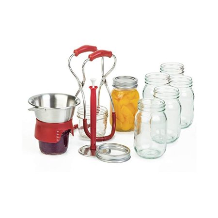 Magnetic Lifters - Progressive Stainless Steel Canning Kit with Red Accents, Includes a funnel, magnetic lid lifter wand, and jar lifting tongs By PL8