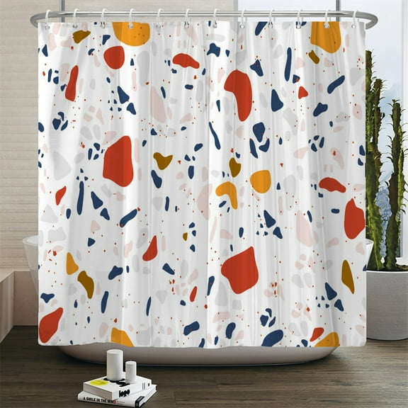 Small St Printed Shower Curtain Pebble Spots Pattern Bath Curtain Waterproof Bat