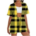thumbnail image 2 of Bixock Summer Workout Set for Women,2 Piece Set for Women Short Sleeve Cardigan and Shorts with Pockets All Over Print Loungewear Set, 2 of 6