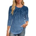 thumbnail image 5 of SOOMLON Womens 3/4 Sleeve Summer Tops Petite Tunic Cotton Tops Casual Crewneck Shirts Cute Floral Graphic T Shirts 2025 Fashion Spring Summer Ladies Tops Loose Fit Y2k Basic Outfits Pullover Blue XL, 5 of 7
