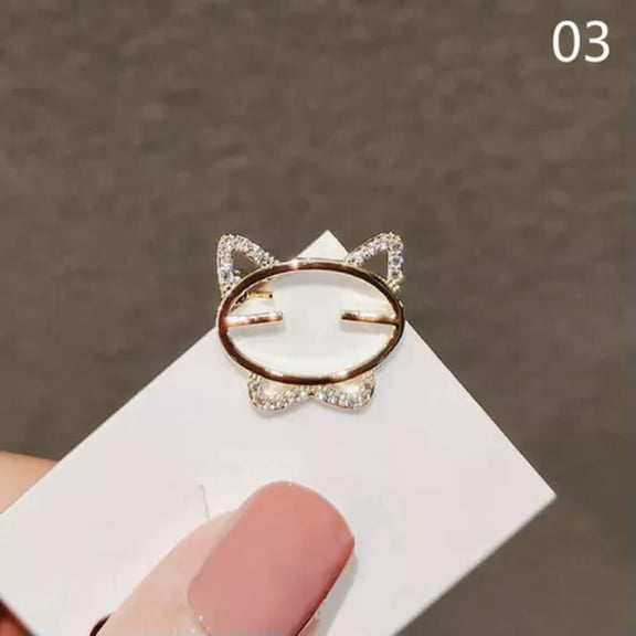 HOOUN Elegant Rhinestone Opal Stone Moon Cat Brooch Pin Clothes Accessories Gift@-03