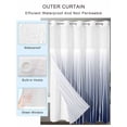 thumbnail image 2 of No Hook Cloth Fabric Shower Curtain with Snap in Liner, Blue White Waterproof Shower Curtains Set with See Through Top Window, Ombre Gradient Striped Minimalist Texture Bath Curtains Shower 66"x72", 2 of 6