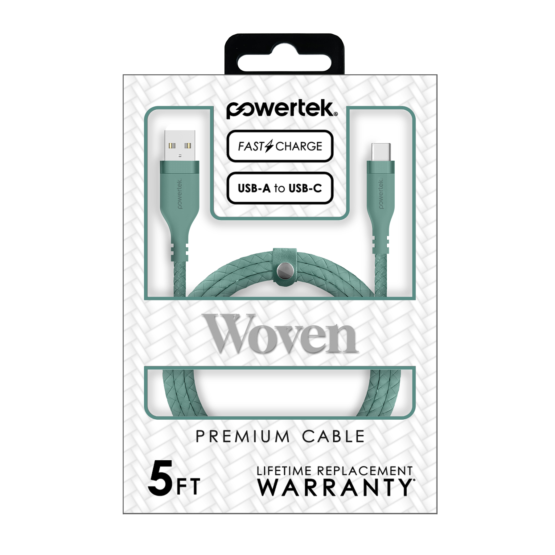 Liquipel Powertek USB-A to USB-C Woven Cable - Green