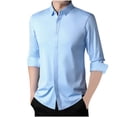 thumbnail image 1 of LNWUY Chemises à Manches Longues pour Hommes Séchage Rapide Chemise de Performance Printemps Automne Couleur Unie Rembourrée Chaude Confortable Col Rabattu Chemises Bleu m, 1 of 3