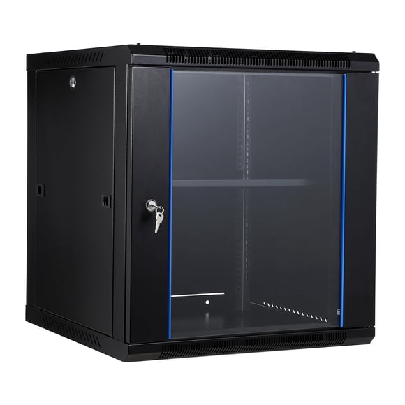 GloryStar Server Rack Cabinet, 6U/12U Carbon Steel with Glass Door, Cooling Fan Holes, Lock, All Accessories Included, Easy Install for Home and Office Network Setup