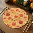 thumbnail image 2 of Thanksgiving Round Braided Placemats Set of 8, Cartoon Pumpkin Maple Leaf Heat Insulation Place Mats Washable Non-Slip Table Mats for Kitchen Dining Party, 15 Inches, 2 of 9