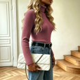 thumbnail image 5 of DORKASM Women's Sweaters Turtleneck Ribbed Knit Business Blouses Long Sleeve Slim Fit Stretch Comfy Pullover Fall Winter Fashion Lightweight Bottoming Shirts Vermilion S, 5 of 5