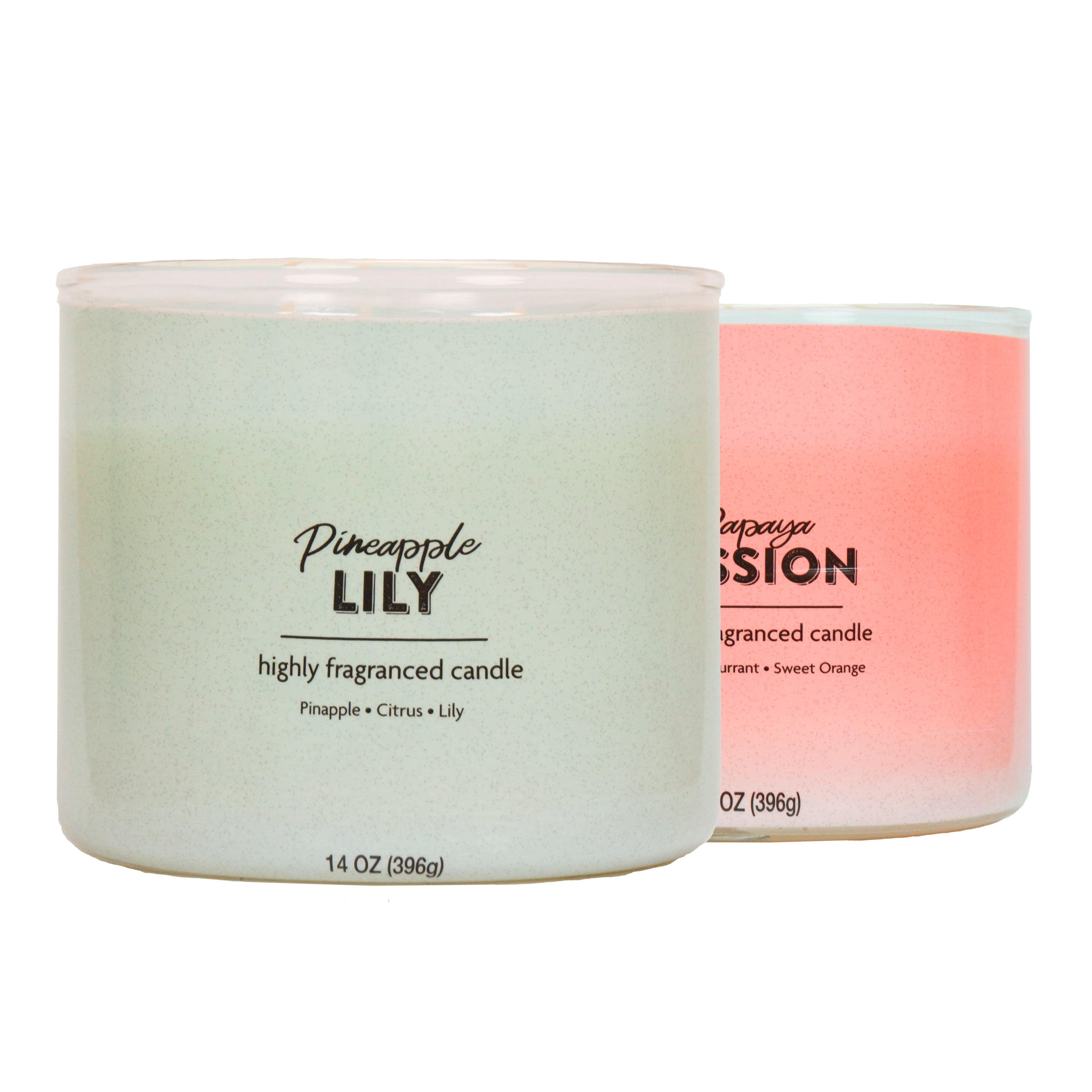 Mainstays Pineapple and Papaya Scented 3-Wick Candles,14 oz., 2-Pack