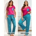 thumbnail image 3 of Ekouaer 2-Pack Womens Pajama Sets Soft Short Sleeve Sleepwear with Long Pants & Pockets Printed Lounge Set, 3 of 6