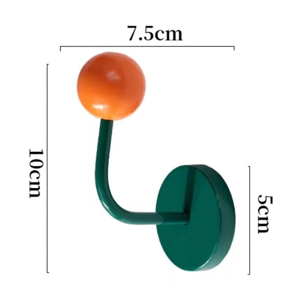 Zhuge Gancho magnético de 4 piezas de color, gancho adhesivo magnético sin perforación, gancho fuerte para decoración de refrigerador (gancho verde + bola naranja)