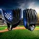 thumbnail image 4 of Guante de béisbol deportivo de cuero Guante de softball para mano izquierda (Azul Negro 12.5 pulgadas), 4 of 8