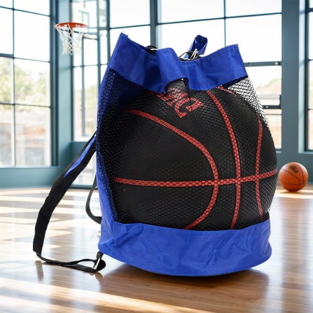 Mochila baloncesto Mochila tela Oxford Bandolera hombro Mochila red baloncesto futbol voleibol Mochila media red baloncesto Azul