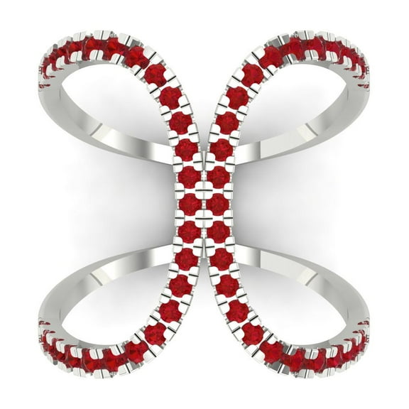 Statement Engagement Ring for Women - 0.5ct Simulated Pink Tourmaline in 18K White Gold Promise Ring