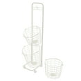 thumbnail image 2 of 3-Tier White Laundry Hamper with Wheels - 15kg Capacity, 4 Casters (2 Locking) - Space-Saving Clothes Sorter for Home/Dorm, 2 of 12