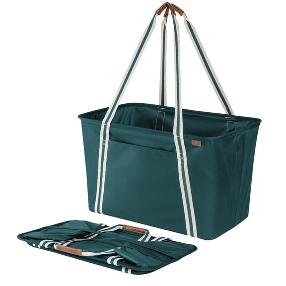 CleverMade Collapsible CarryAll Tote, Green (Pack of 2)