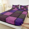 thumbnail image 3 of Castle Fairy Purple Pink Grid 4 Pieces Queen Sheet Sets for Teenagers,Retro Geometric Checkered Ultra Soft Flat Sheet,Vintage Aesthetic Queen Fitted Sheet,Breathable Home Decor, 3 of 7