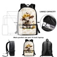 thumbnail image 4 of Uorisanigo Sunflower Cow School Bag Set of 4, Lightweight Kids Backpack with Lunch Box Pencil Case Water Bottle Sleeve, 17 inch SchoolBag Set Elementary Middle School Bookbag, 4 of 7