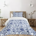 thumbnail image 5 of Ambesonne Watercolor Quilted Bedspread Set 2 Pcs, Vibrant Blue Flowers, Twin Size, Violet Blue White, 5 of 6