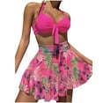 thumbnail image 1 of Daisyyozoid Womens Swimwear Clearance Printed High Waisted Split Three-piece Set, 1 of 2