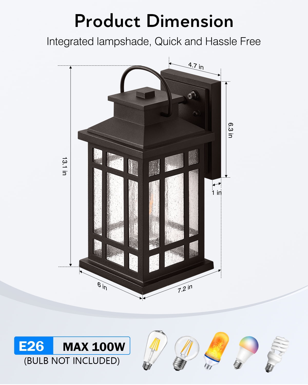 OPAXIS Outdoor Light Fixture, Dusk to Dawn Outside Lights for House, Brown Outside Sconce Lighting, Oil Rubbed Bronze Exterior Porch Lights Wall Mount, Modern Outdoor Wall Lantern for Patio Garage