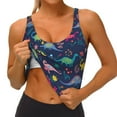 thumbnail image 4 of Lsque Dinosaur Flowers Printed Women'S Sports Bra, Compression, Moisture Wicking, High-Impact Sports Bra For Women,Supportive sports bra-X-Large, 4 of 9