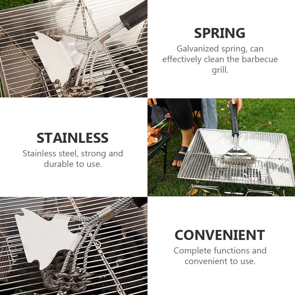 Pretyzoom Outdoor BBQ Brush Barbecue Cleaning Brush Galvanized Wire Assorted Color 1Set