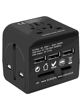 Travel Adapter Universal International Power 150 Countries with Type C A G I A/C (Black)