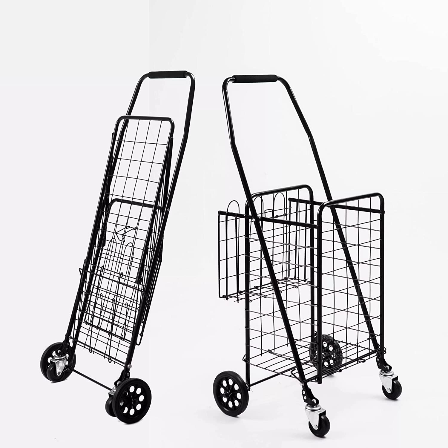 SF118 Grocery Utility Shopping Cart with Dual Swivel Wheels Easily