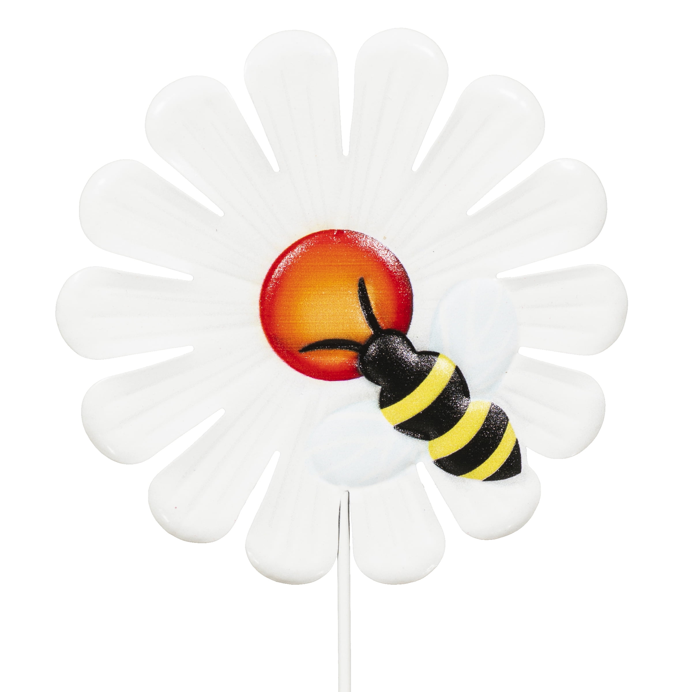 (6 pack) Mainstay 5" x 12" Metal White Daisey Flower Plant Stake