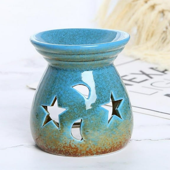 Warmself Delicate Romantic Metal Tealight Candle Holder Oil Tart Burner Aroma Diffuser Furnace Home Decoration Gradient Blue