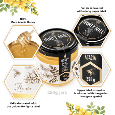 HONIGMA Premium Acacia Honey Pure, Unpasteurized, Unfiltered (250g/8.8oz (Pack of 2))