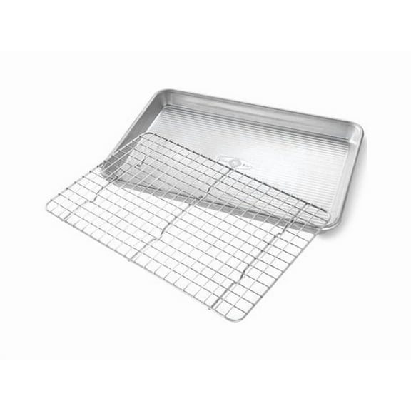 USA Pan Bakeware Quarter Sheet Pan with Baking/ Cooling Rack, Nonstick, Aluminized Steel