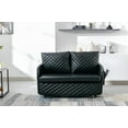 thumbnail image 2 of 3-in-1 Convertible Sleeper Sofa Bed, Modern PU Leather Upholstered Loveseat Sofa Couch with 2 Pillows and Side Pockets, Comfy 2-Seater Sofa with Pull Out Bed and Armrest for Living Room Bedroom, Black, 2 of 7