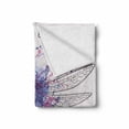 thumbnail image 2 of Dragonfly Soft Flannel Fleece Blanket, Grunge Street Art Watercolor Moth Bug in Pink Rainbow Tones Artwork, Cozy Plush for Indoor and Outdoor Use, 70" x 90", Black White and Purple, by Ambesonne, 2 of 6