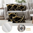 thumbnail image 6 of Black Gold Marble Outdoor Waterproof Pillow Covers, Modern Geometric Textured Decorative Square Throw Pillowcase Sofa Cushion Sham for Patio/Couch/Chair, 16"x16" 2 Pack, 6 of 8