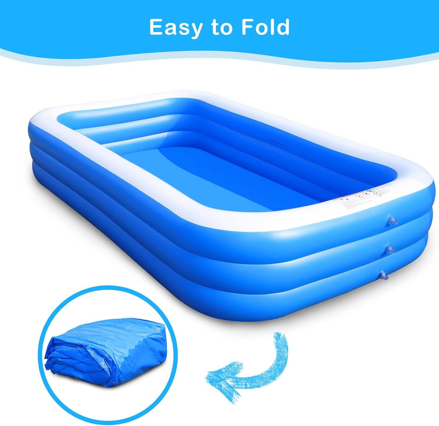 BN-LINK Inflatable Swimming Pool, 83’’ × 53’’ × 20’’ Large & Thickened Family Swimming Pool for Garden, Outdoor, Backyard, Suitable for Adults and Family